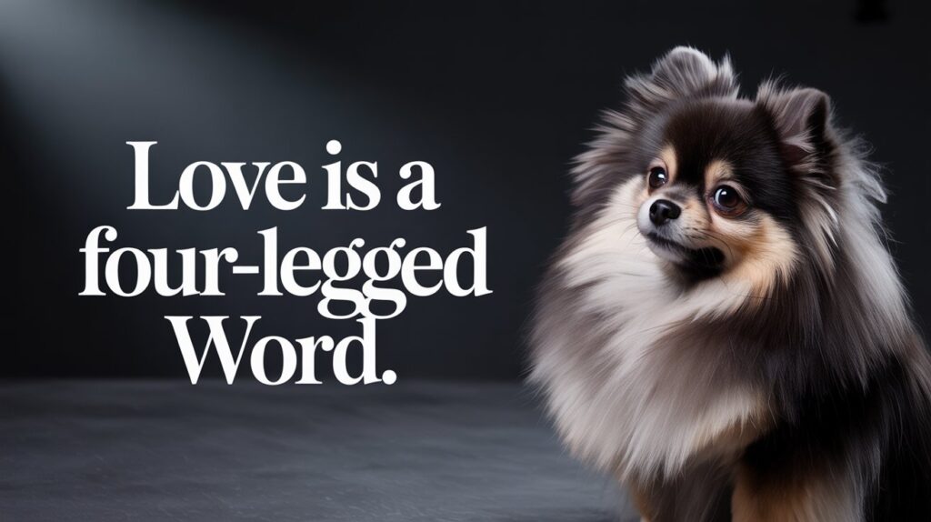 Elegant small dog with emotional quote