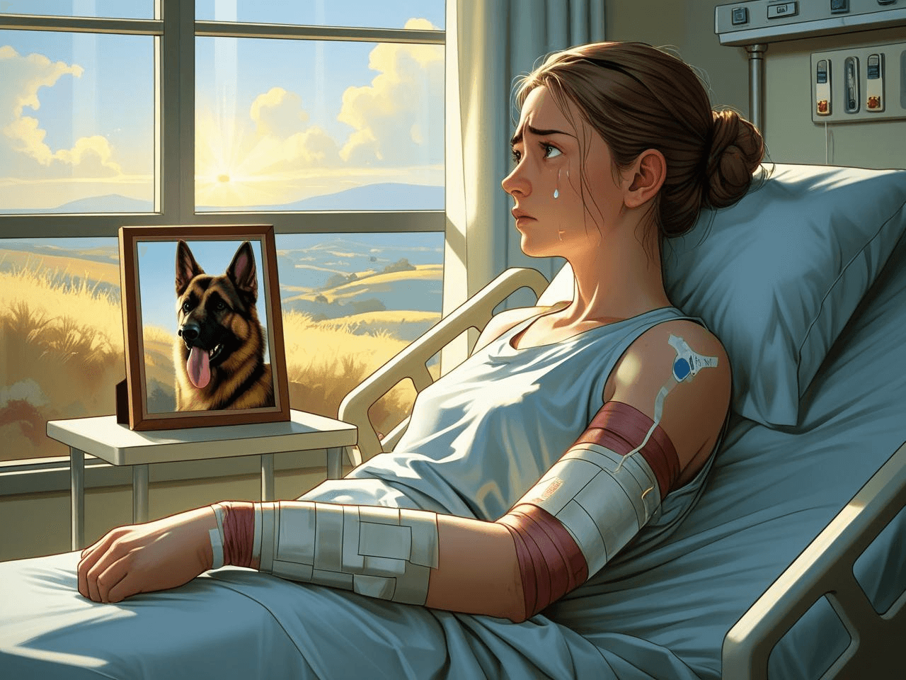 The explosion leaves Magan seriously injured, requiring hospitalization away from the camp.