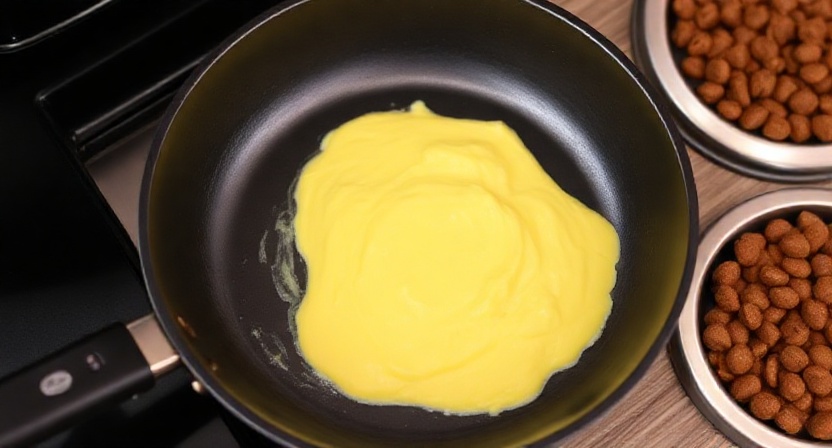 Plain scrambled eggs prepared safely for dogs with diarrhea.