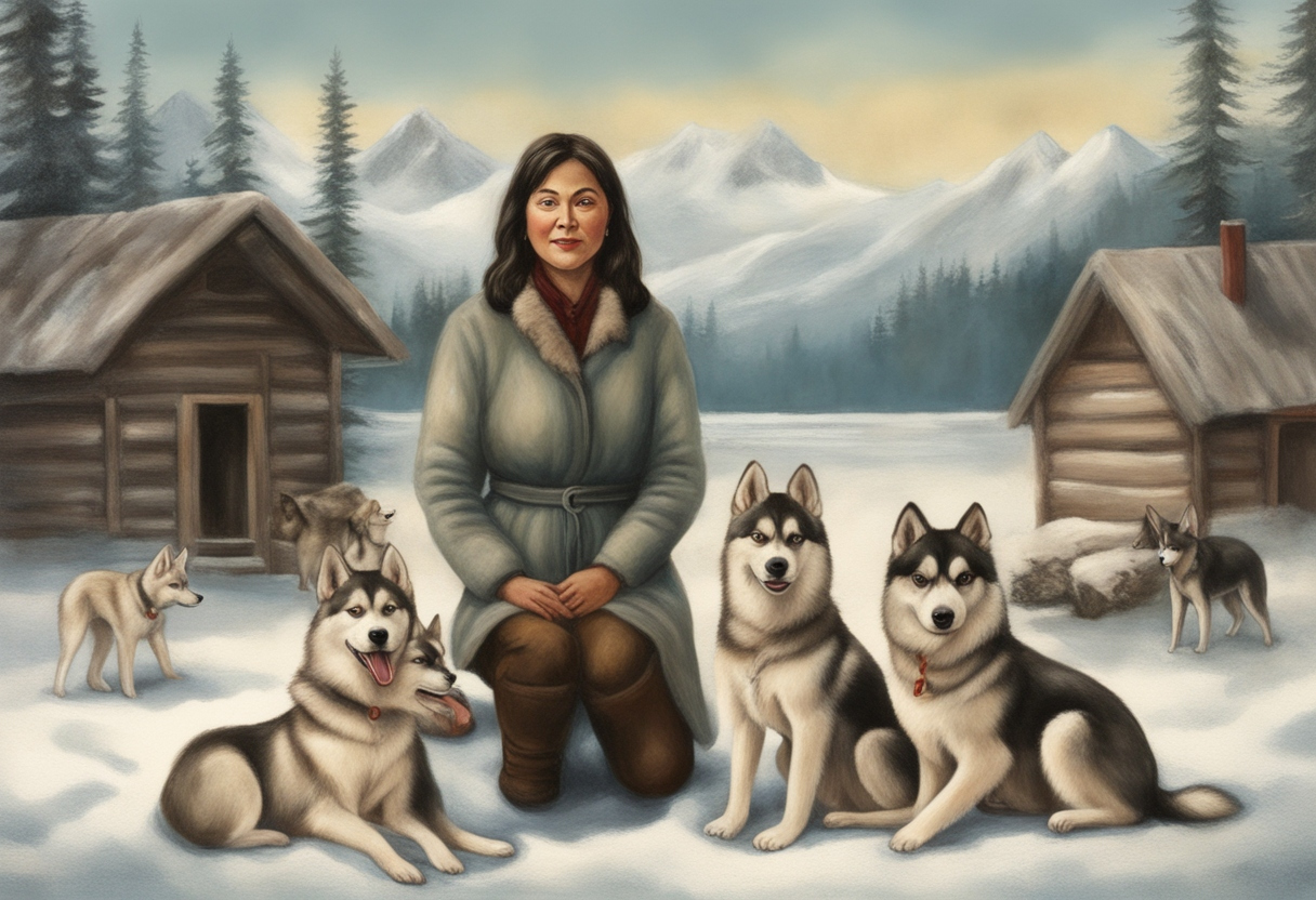 Alaskan Klee Kai dogs in Alaska, realistic painting
