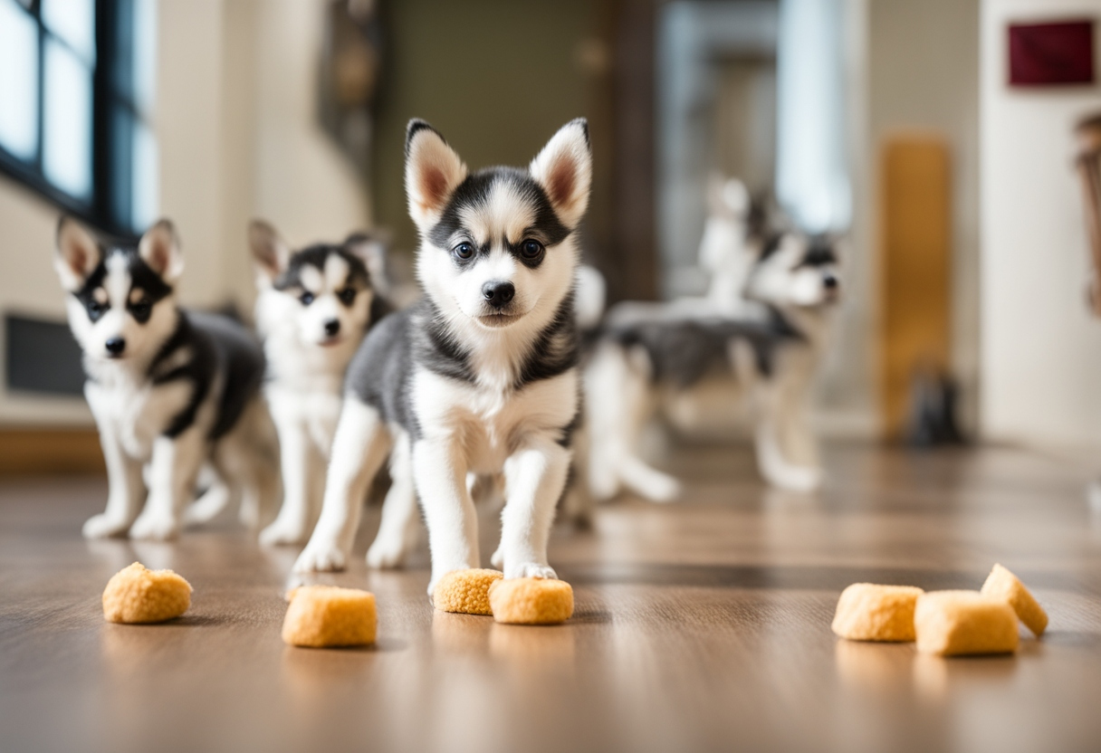 Klee Kai puppy in obedience training class,