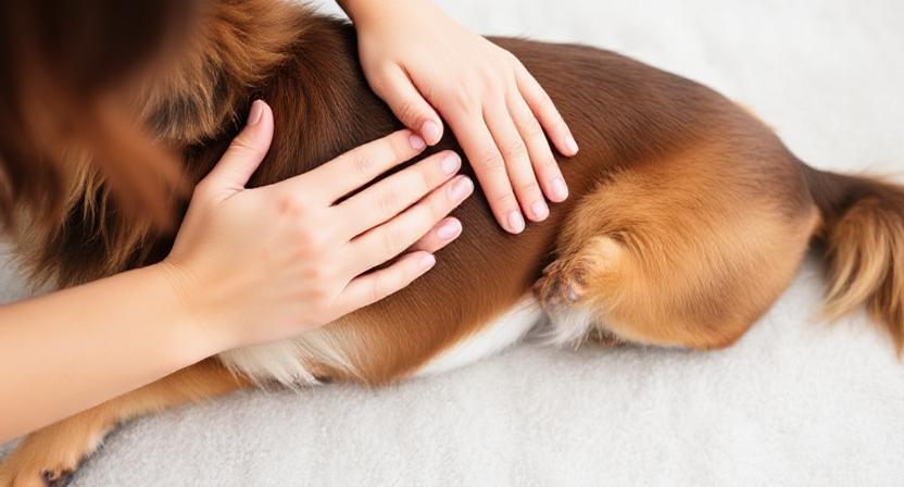 Applying Diatomaceous Earth Food Grade for Dogs onto fur to control fleas and ticks safely.