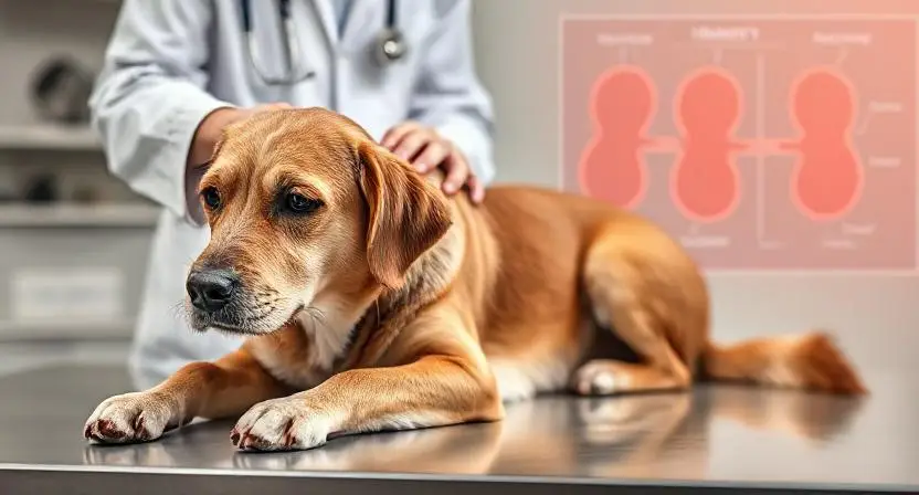Are Milk Bones bad for dogs with kidney disease? Vet checking a senior dog’s health.