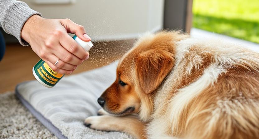 Using Diatomaceous Earth Food Grade for Dogs on bedding and coat to control fleas and ticks naturally