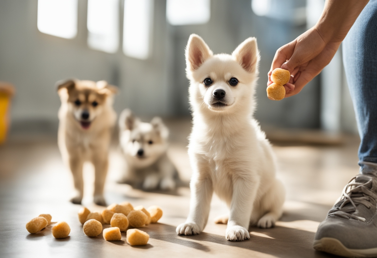 Klee Kai puppy in obedience training class