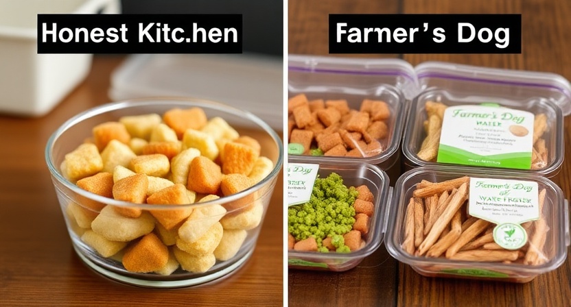 Comparison of The Farmer’s Dog fresh meals vs The Honest Kitchen dehydrated dog food