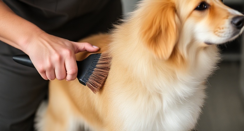 Dog with shiny coat after using Diatomaceous Earth Food Grade for Dogs to reduce shedding and promote skin health