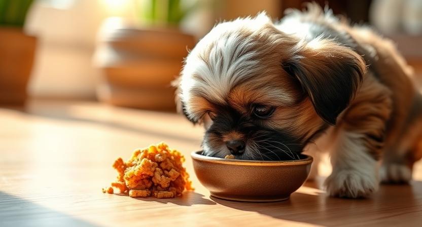 Homemade allergy-friendly dog food for small breed dogs.