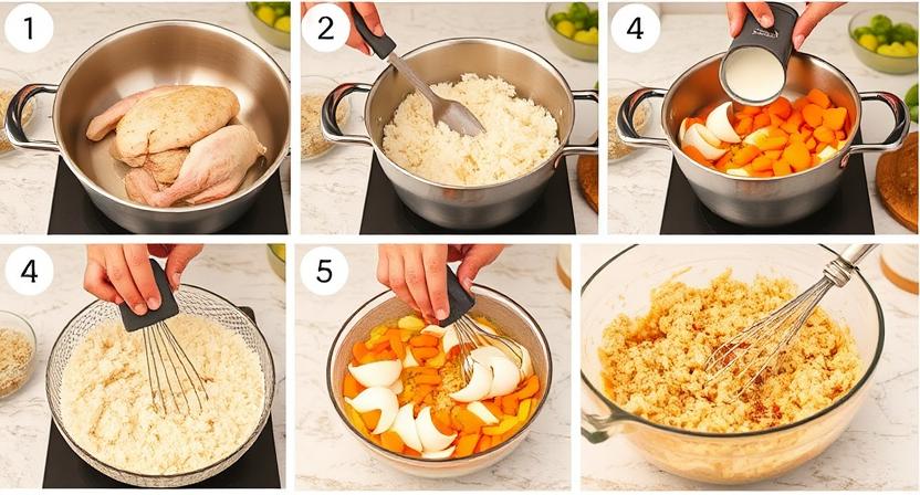 Step-by-step homemade dog food recipe preparation for allergies.
