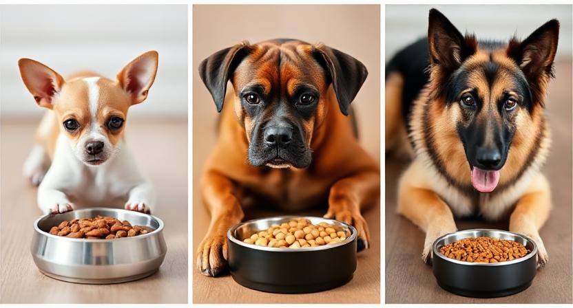 Different feeding strategies for small dogs, Boxers, and raw-fed dogs with diarrhea.