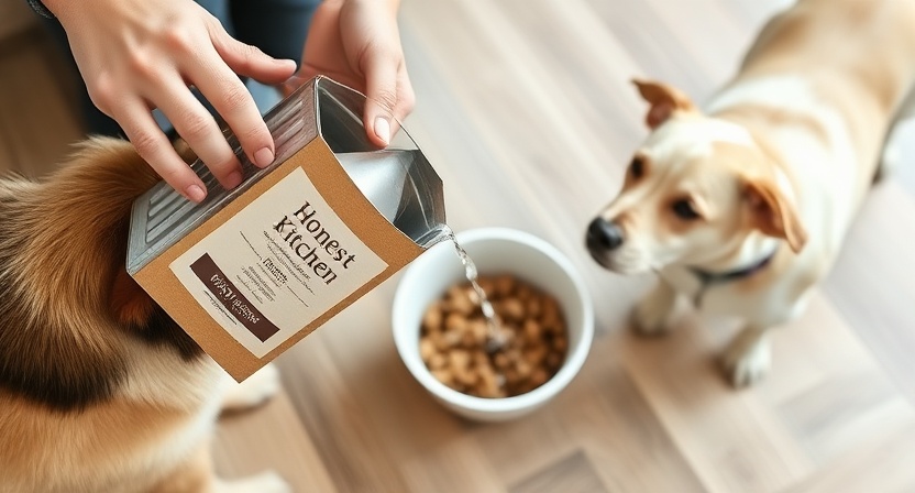 Adding water to Honest Kitchen dehydrated dog food before serving