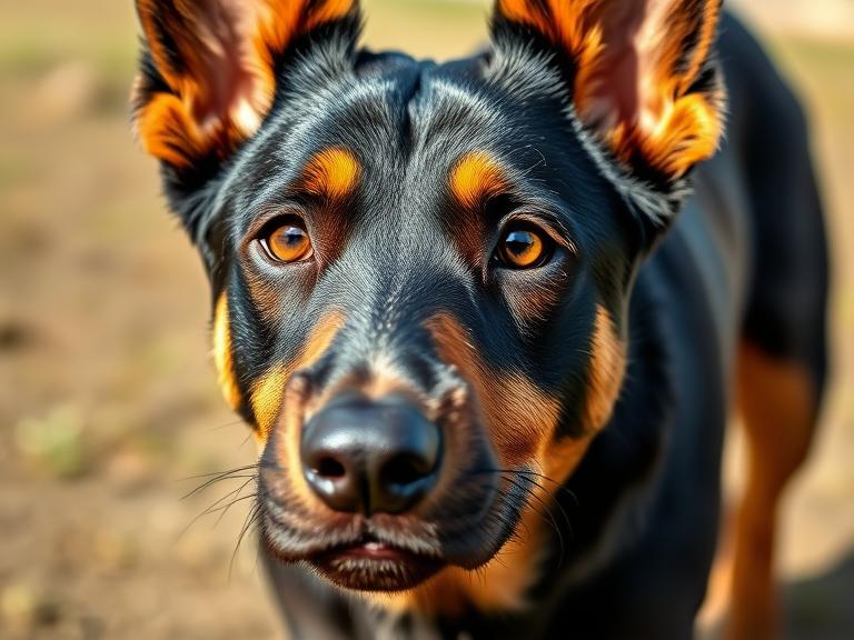 Close-up of Lancashire Heeler with fox-like face and black and tan coat