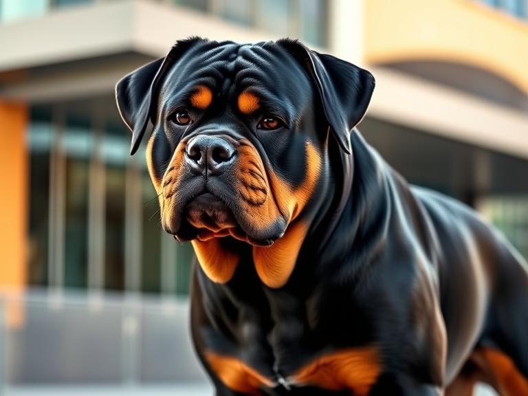 Rottweiler guard dog - banned or restricted in multiple countries due to protective instincts
