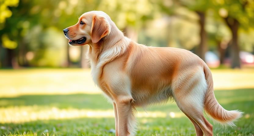 Golden cocker retriever at ideal healthy weight showing good body condition