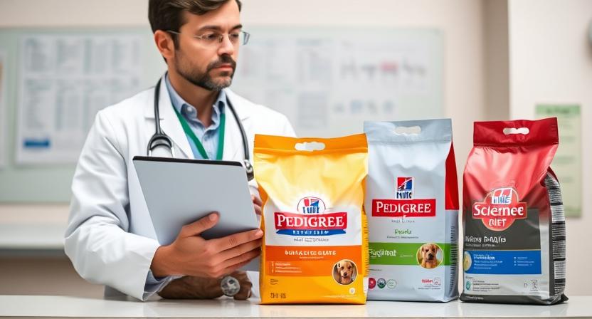Veterinarian comparing Pedigree vs premium brands like Hill’s Science Diet.