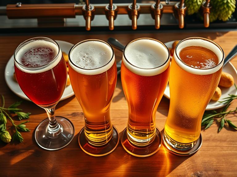 four different craft beer glasses