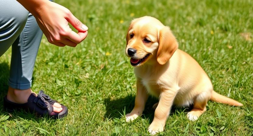 Successfully training golden cocker retriever puppy for house training outdoors