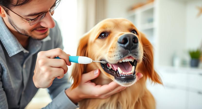 Dog teeth brushing