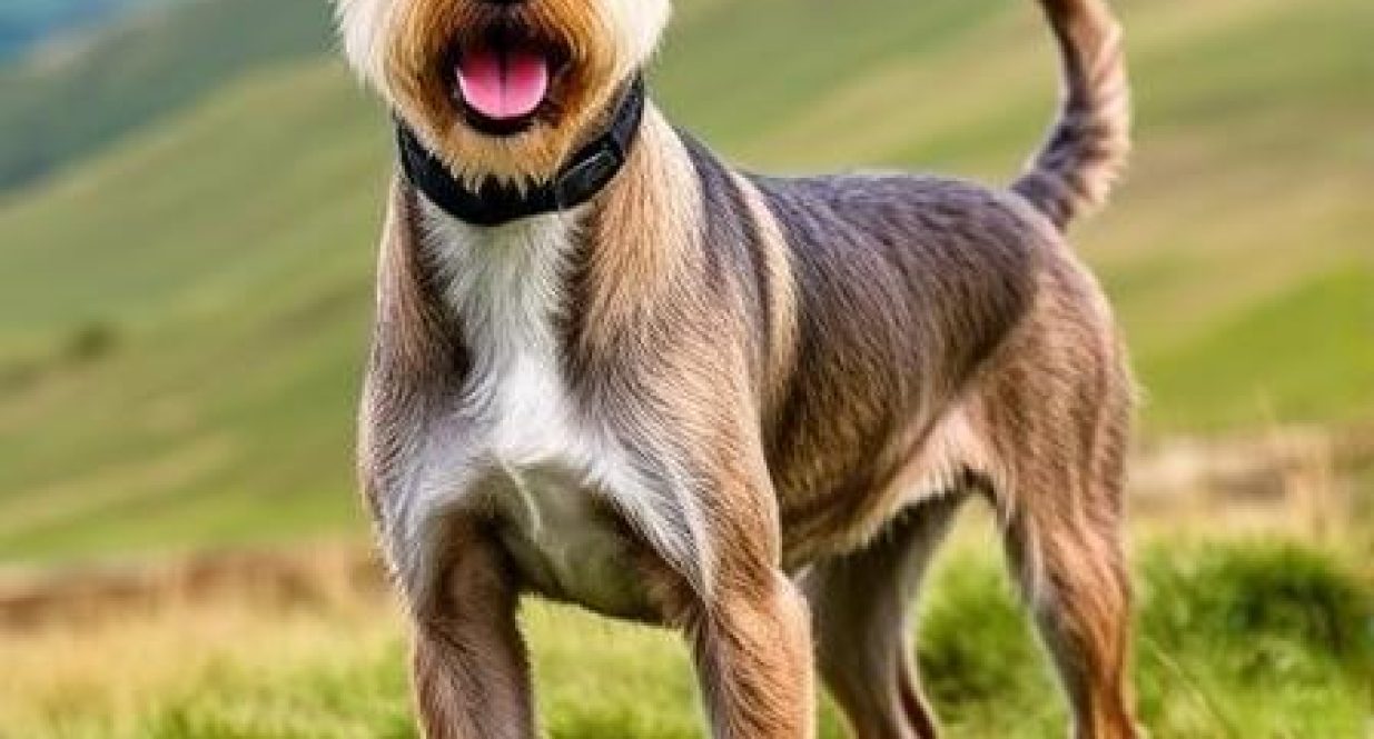 Lakeland Terrier standing outdoors with wiry coat and beard, representing breed guide featured image.